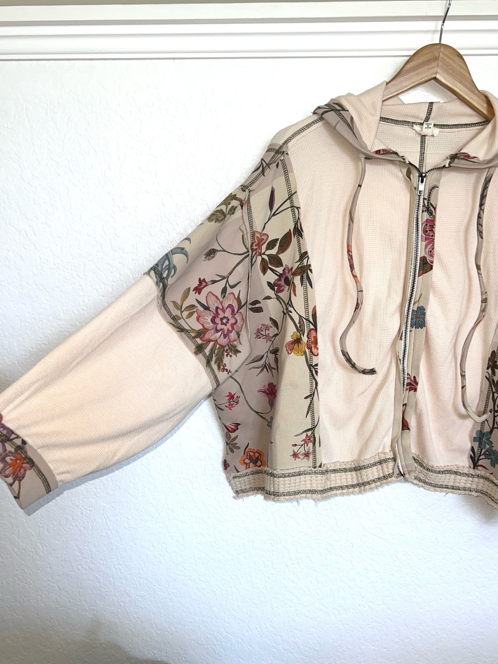 POL NWOT Hoodie Thermal Oversized Zip Floral - Picture 6 of 7